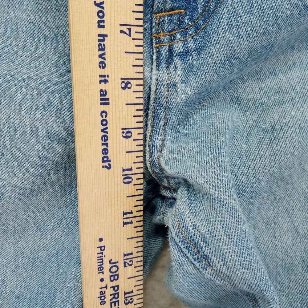 Zara Straight Baggy Jeans Womens‎ 10 (W32) Raw Hem Distressed Cotton Denim Heavy